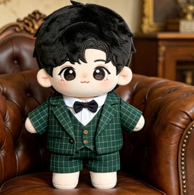 Green Plaid Suit Doll Outfit, Formal Bow Tie Three-Piece Costume for 20cm Cotton Doll
